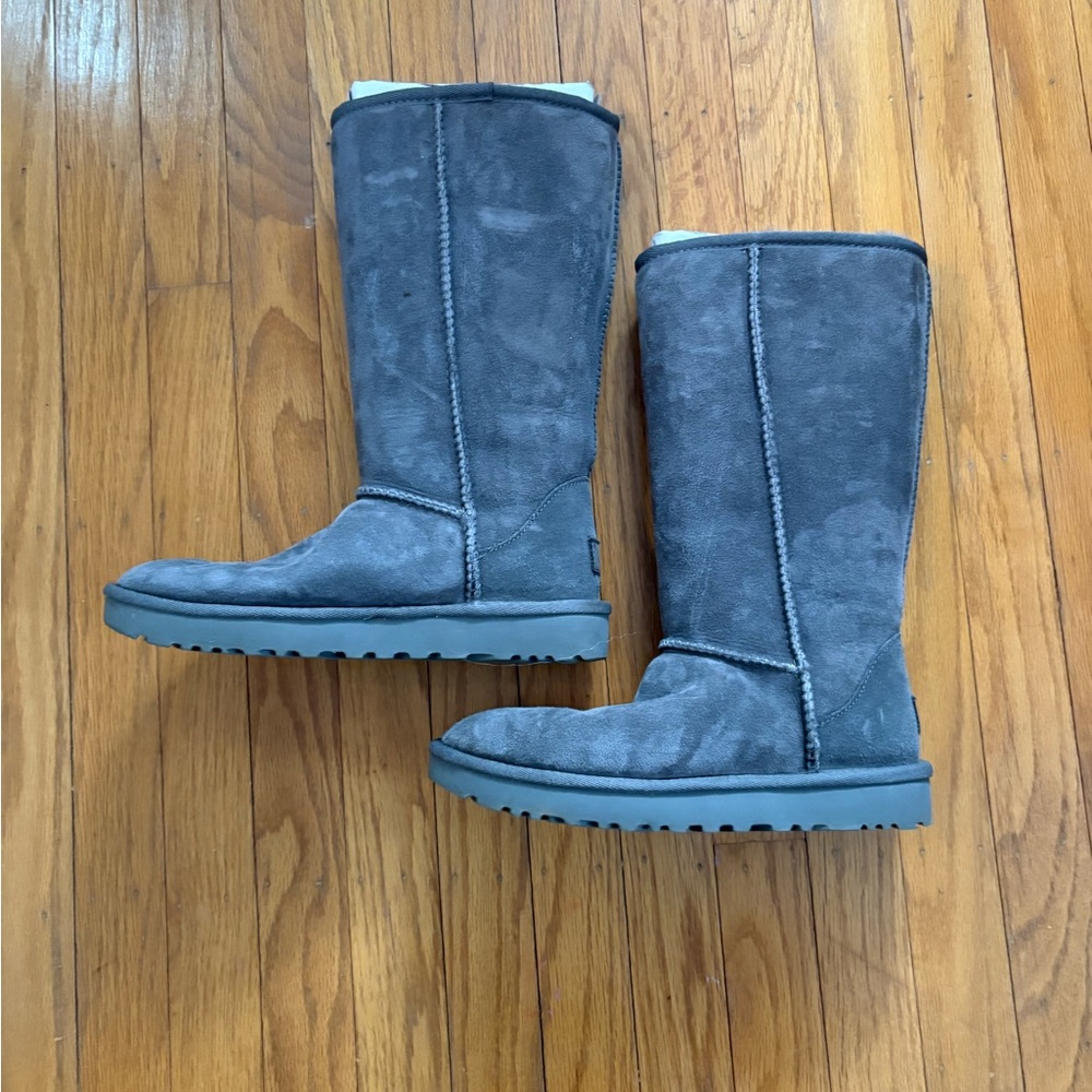 UGG Gray Suede Tall Boots